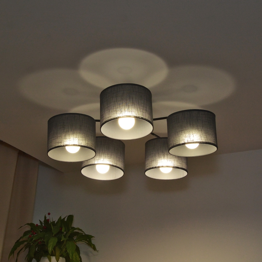 Nadometni lestenec ALBA 5xE27/15W/230V siva