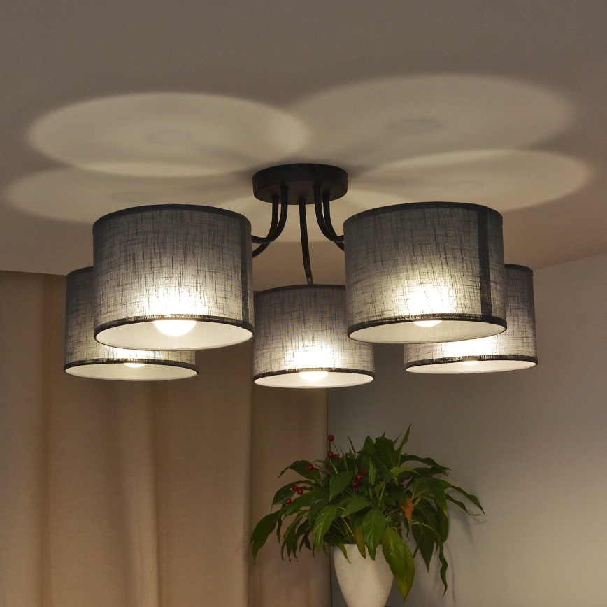 Nadometni lestenec ALBA 5xE27/15W/230V siva