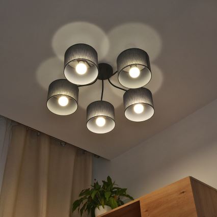 Nadometni lestenec ALBA 5xE27/15W/230V siva