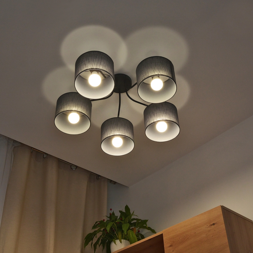 Nadometni lestenec ALBA 5xE27/15W/230V siva
