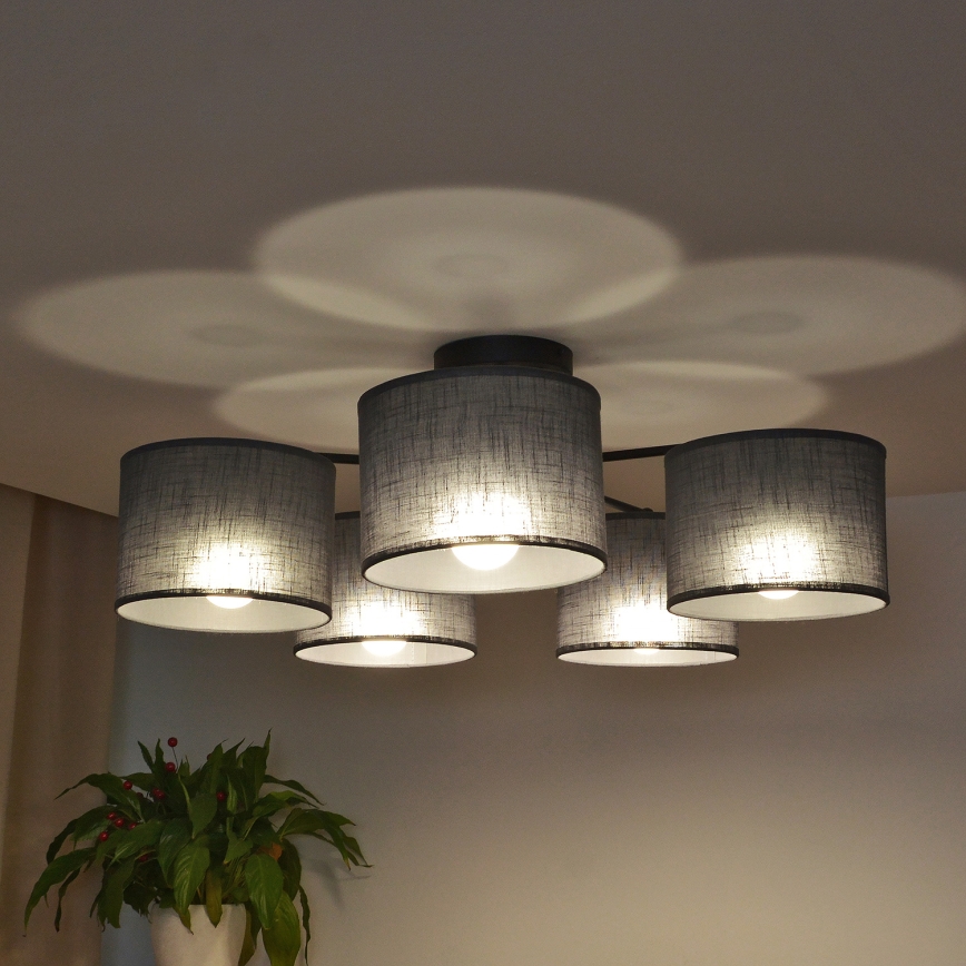 Nadometni lestenec ALBA 5xE27/15W/230V siva