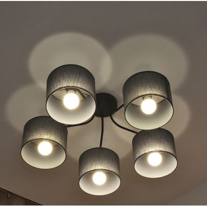 Nadometni lestenec ALBA 5xE27/15W/230V siva