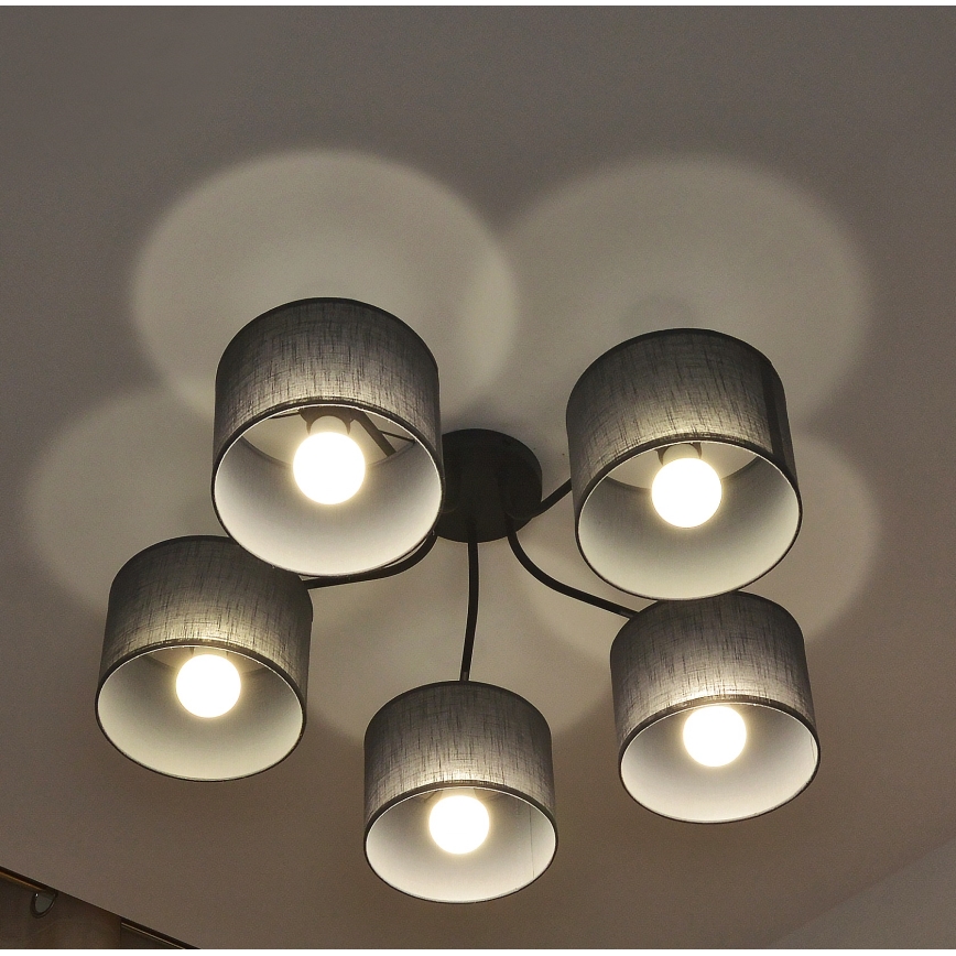 Nadometni lestenec ALBA 5xE27/15W/230V siva