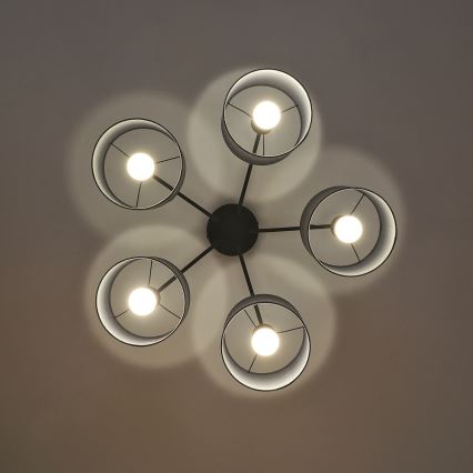 Nadometni lestenec ALBA 5xE27/15W/230V siva