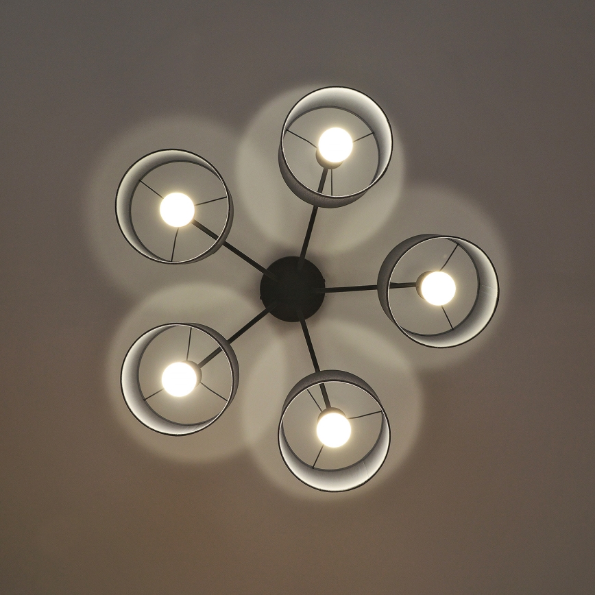 Nadometni lestenec ALBA 5xE27/15W/230V siva