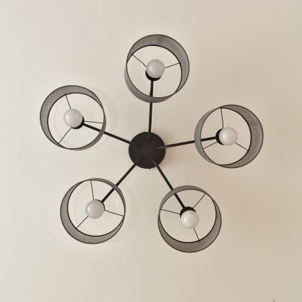 Nadometni lestenec ALBA 5xE27/15W/230V siva