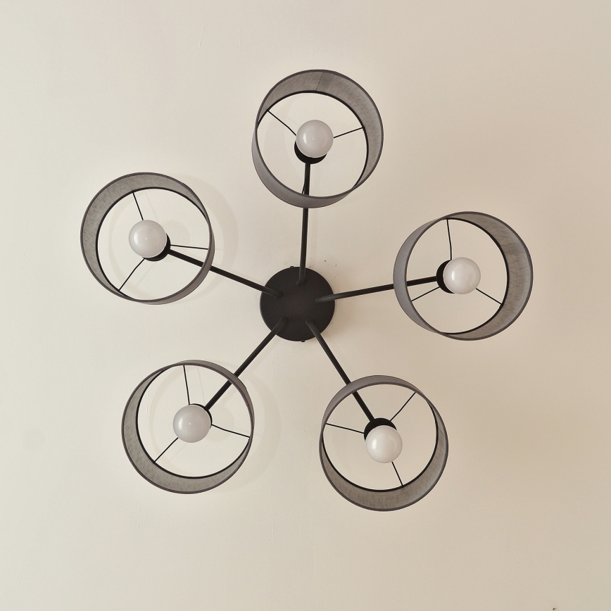 Nadometni lestenec ALBA 5xE27/15W/230V siva