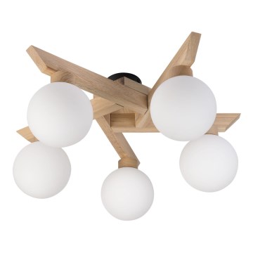 Nadometni lestenec ANTONIO 5xG9/5W/230V hrast/bela