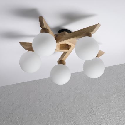 Nadometni lestenec ANTONIO 5xG9/5W/230V hrast/bela