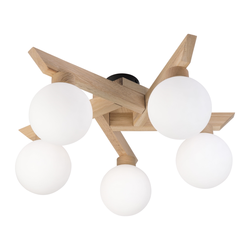 Nadometni lestenec ANTONIO 5xG9/5W/230V hrast/bela