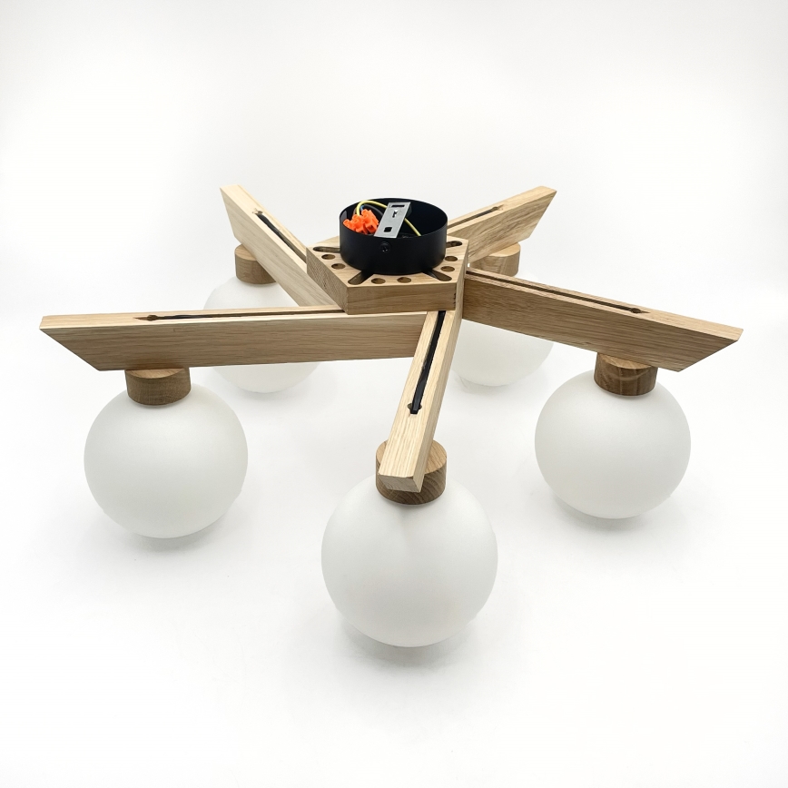 Nadometni lestenec ANTONIO 5xG9/5W/230V hrast/bela