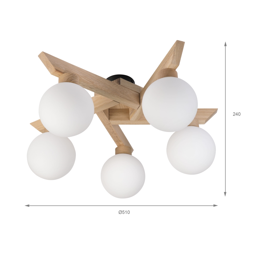 Nadometni lestenec ANTONIO 5xG9/5W/230V hrast/bela