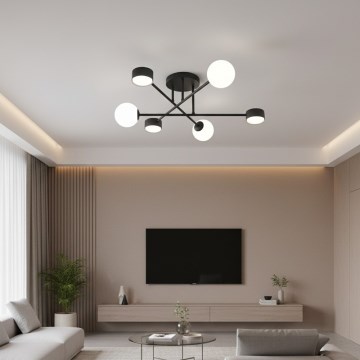 Nadometni lestenec HOLON 3xG9/8W/230V + 3xGX53/12W črna