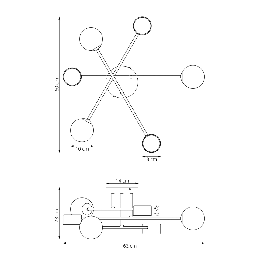 Nadometni lestenec HOLON 3xG9/8W/230V + 3xGX53/12W črna