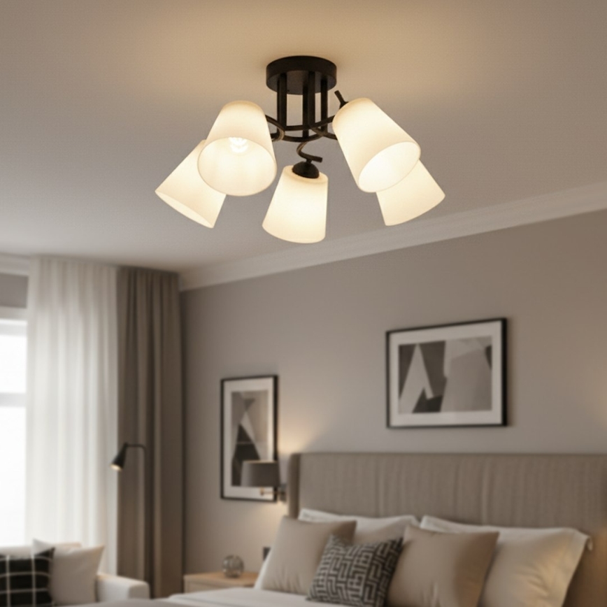 Nadometni lestenec PAFOS 5xE27/15W/230V črna