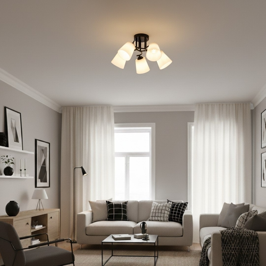 Nadometni lestenec PAFOS 5xE27/15W/230V črna