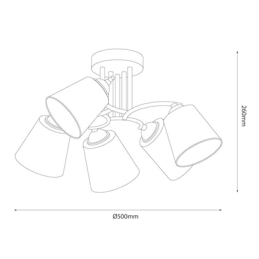 Nadometni lestenec PAFOS 5xE27/15W/230V črna