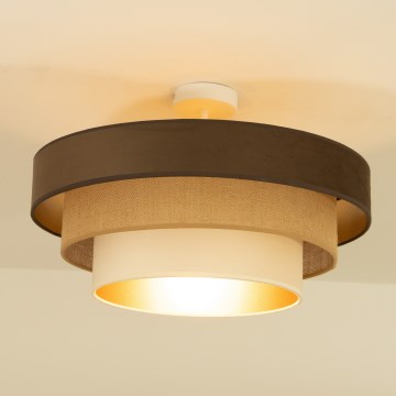 Nadometni lestenec WENTA 1xE27/60W/230V, premer 50 cm, rjava/juta/bež