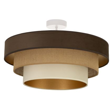 Nadometni lestenec WENTA 1xE27/60W/230V, premer 50 cm, rjava/juta/bež