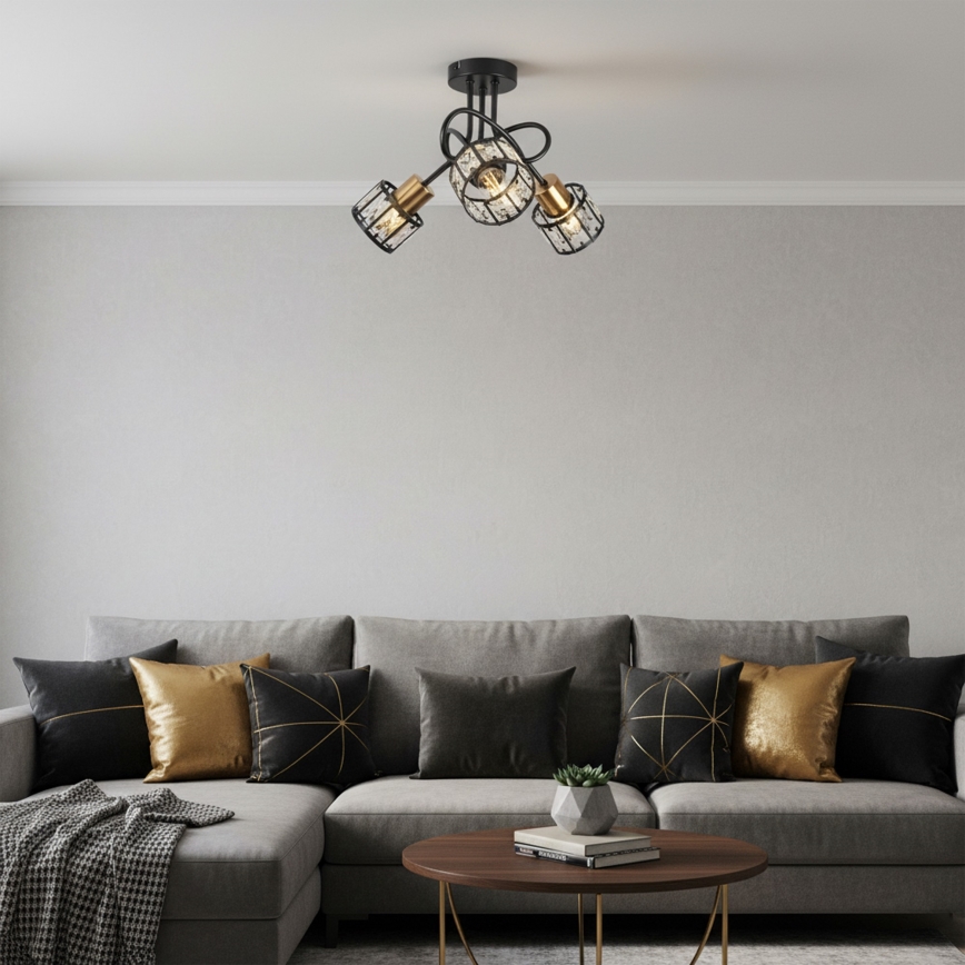 Nadometni lestenec ZAHARA 3xE27/10W/230V črna