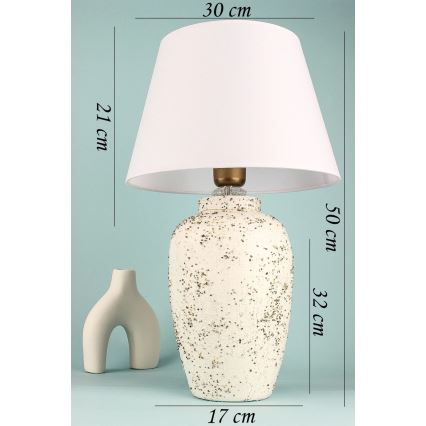 Namizna lampa RAMZES 1xE27/40W/230V bela/kremasta