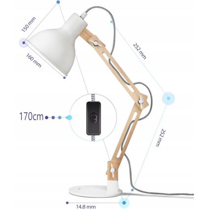 Namizna svetilka 1xE27/40W/230V bela