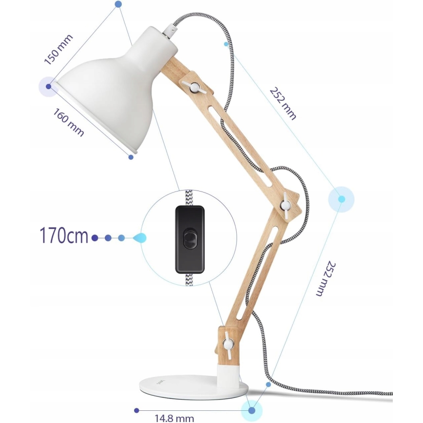 Namizna svetilka 1xE27/40W/230V bela