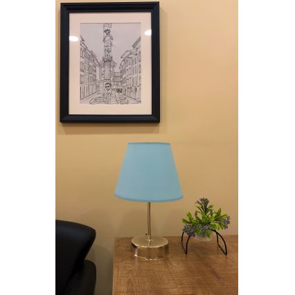 Namizna svetilka 1xE27/60W/230V modra/sijajni krom