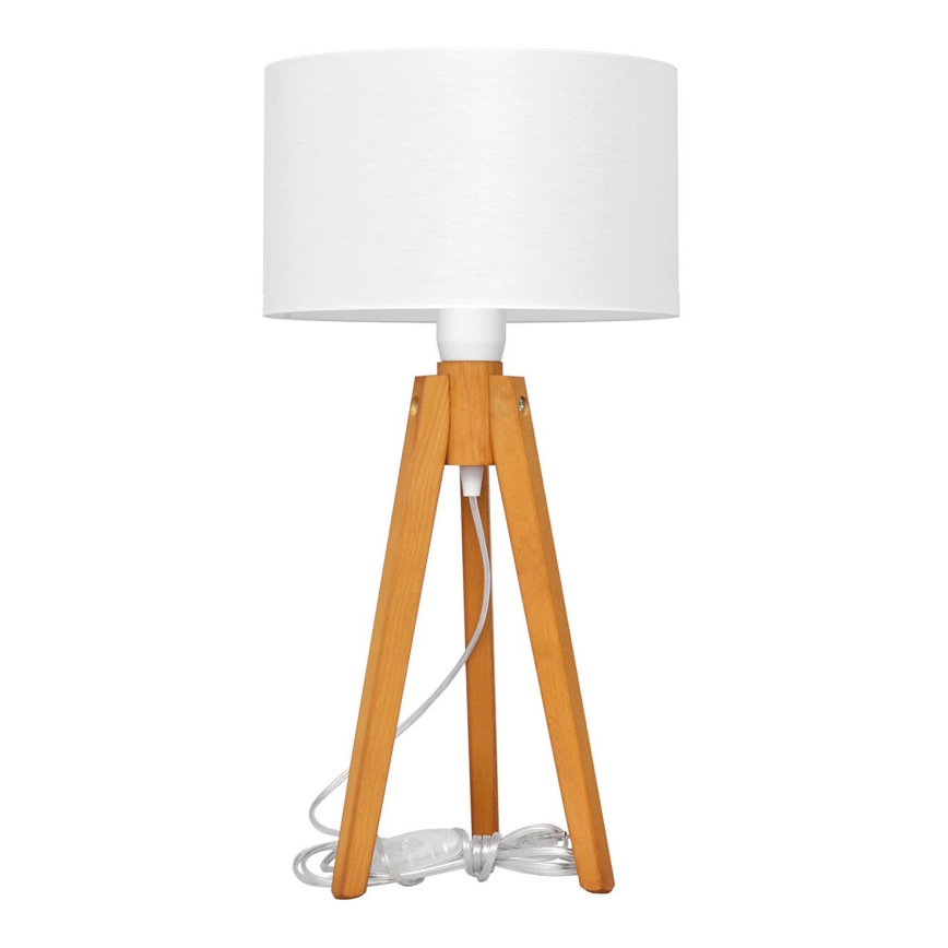 Namizna svetilka ALBA 1xE27/15W/230V bela/hrast