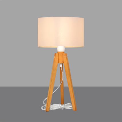 Namizna svetilka ALBA 1xE27/15W/230V bela/hrast