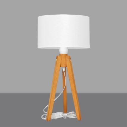 Namizna svetilka ALBA 1xE27/15W/230V bela/hrast
