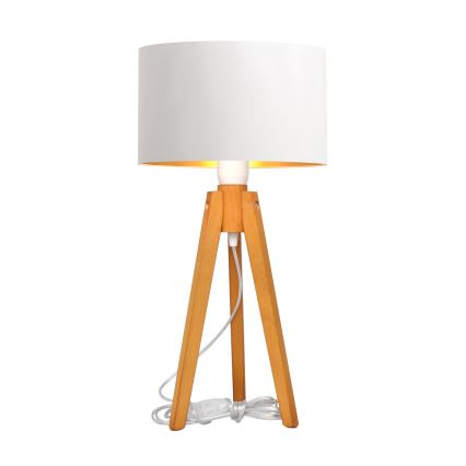 Namizna svetilka ALBA 1xE27/15W/230V bela/zlata/hrast
