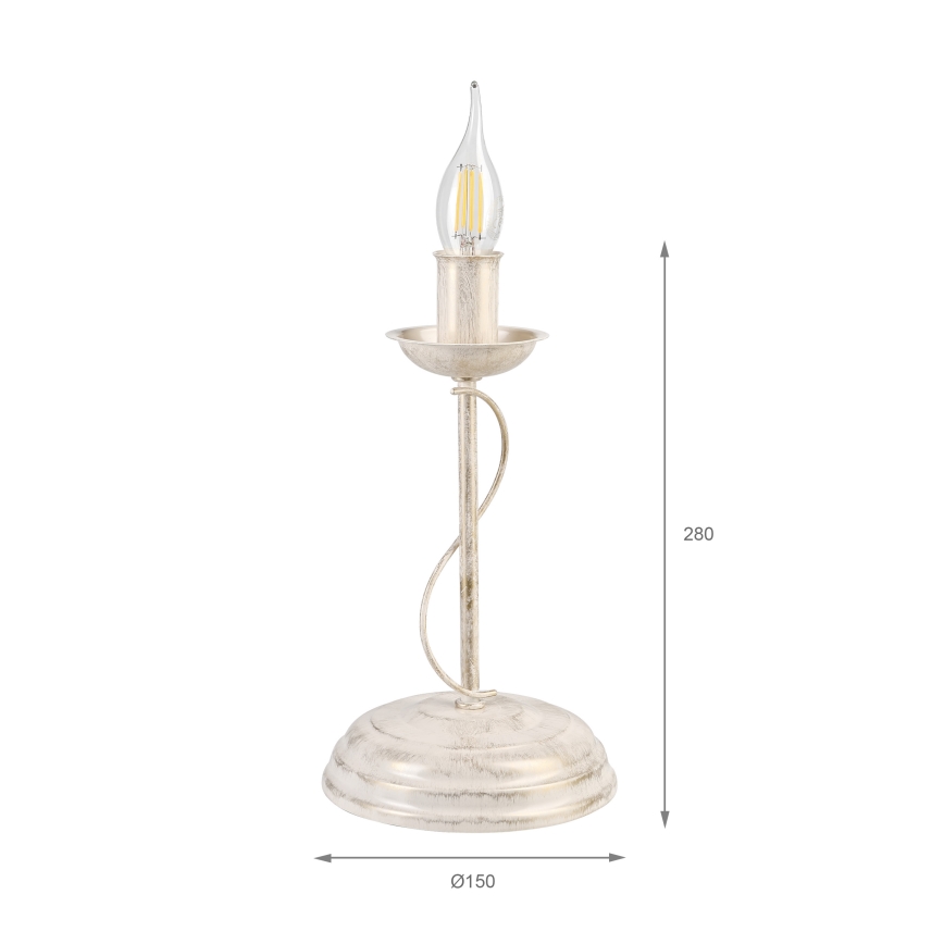 Namizna svetilka ANTON 1xE14/60W/230V bela patina