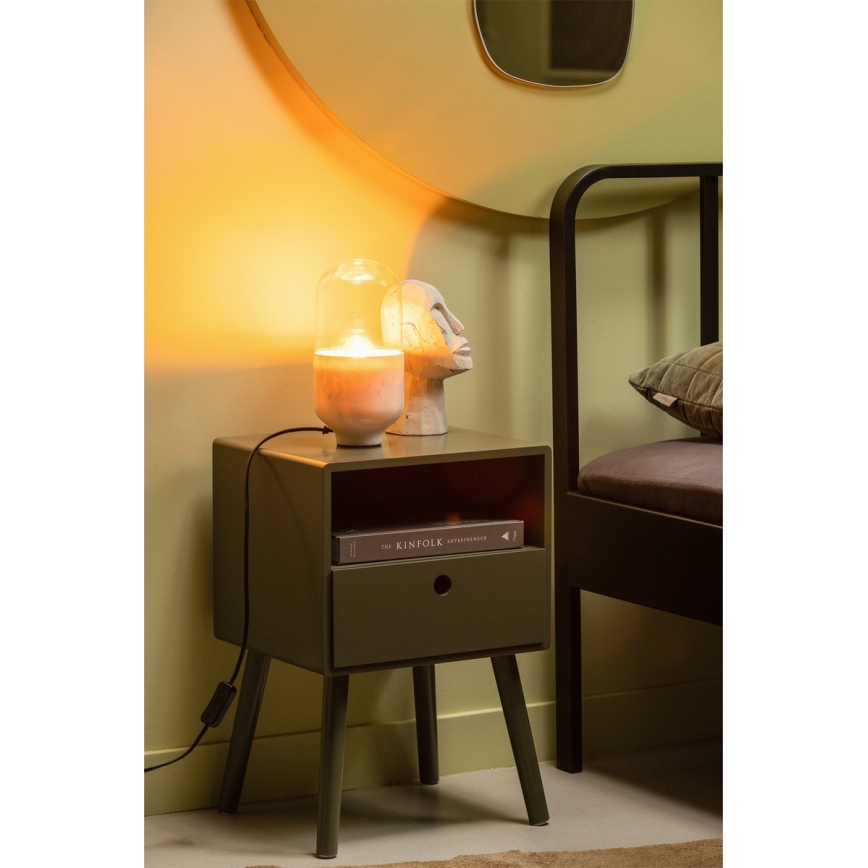Namizna svetilka ASEL 1xE27/25W/230V marmor bela
