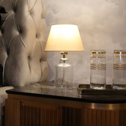 Namizna svetilka AYD 1xE27/40W/230V bež/prozorna