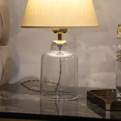 Namizna svetilka AYD 1xE27/40W/230V bež/prozorna