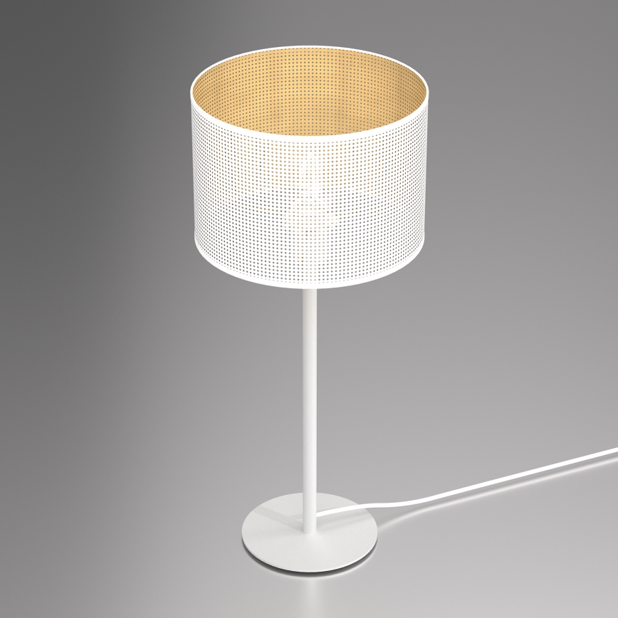 Namizna svetilka LOFT SHADE 1xE27/60W/230V pr. 25 cm bela/zlata