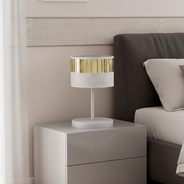 Namizna svetilka LUX 1xE27/15W/230V bela/zlata