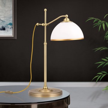 Namizna svetilka OLD LAMP 1xE27/40W/230V 65 cm bela/medenina