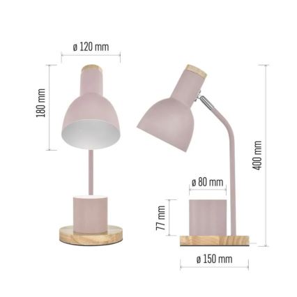 Namizna svetilka POPPY 1xE27/25W/230V rožnata