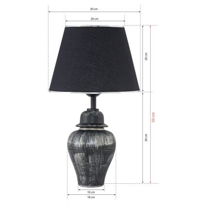 Namizna svetilka RAMZES 1xE27/40W/230V črna/srebrna
