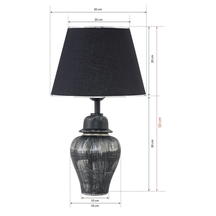 Namizna svetilka RAMZES 1xE27/40W/230V črna/srebrna