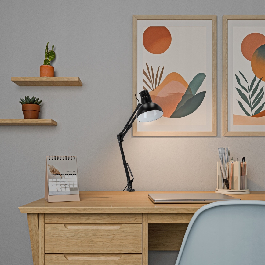 Namizna svetilka s sponko 1xE27/60W/230V črna