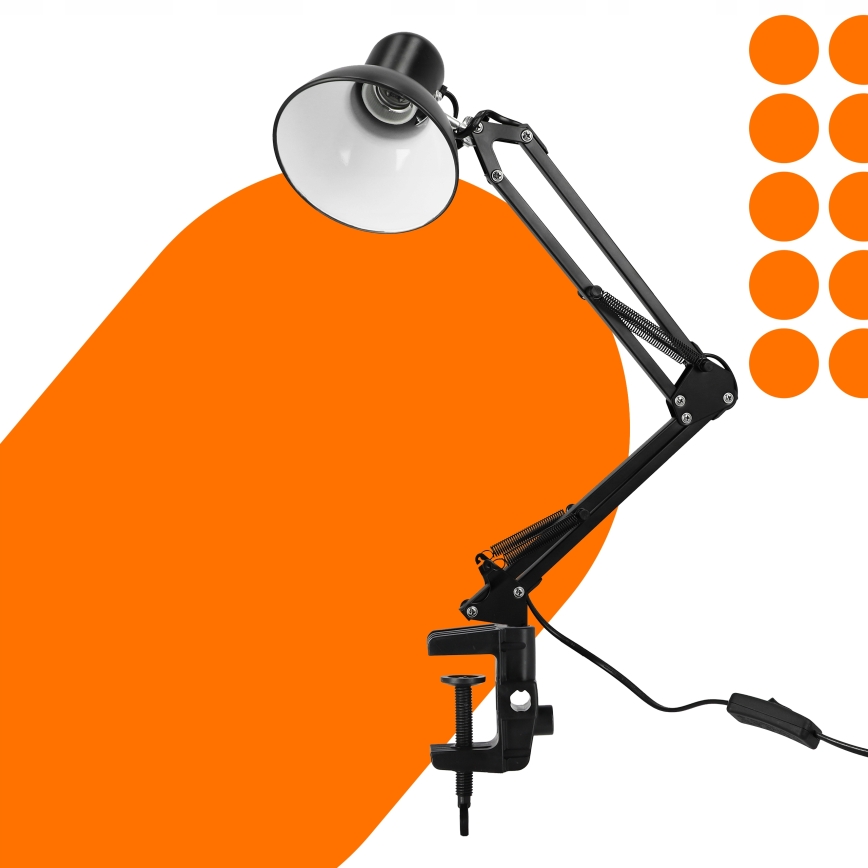 Namizna svetilka s sponko 1xE27/60W/230V črna