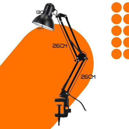 Namizna svetilka s sponko 1xE27/60W/230V črna