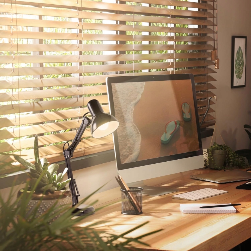 Namizna svetilka s sponko 2v1 1xE27/60W/230V črna