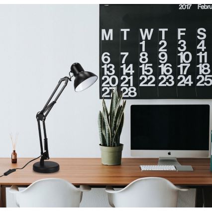 Namizna svetilka s sponko 2v1 1xE27/60W/230V črna