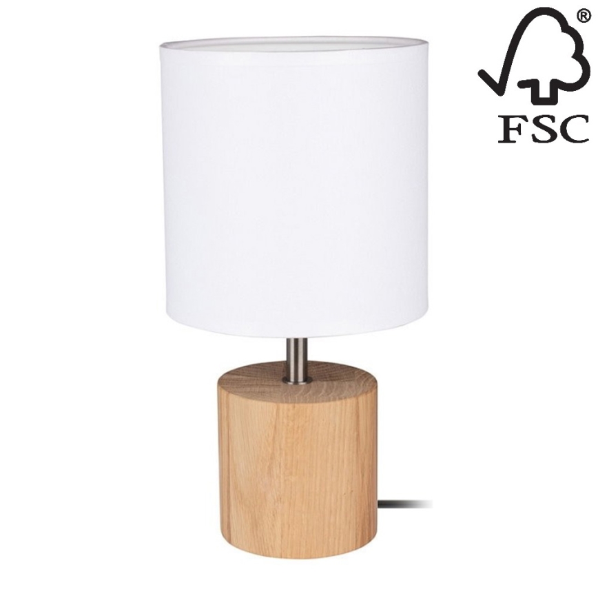 Namizna svetilka TRONGO ROUND 1xE27/25W/230V hrast - FSC certifikat