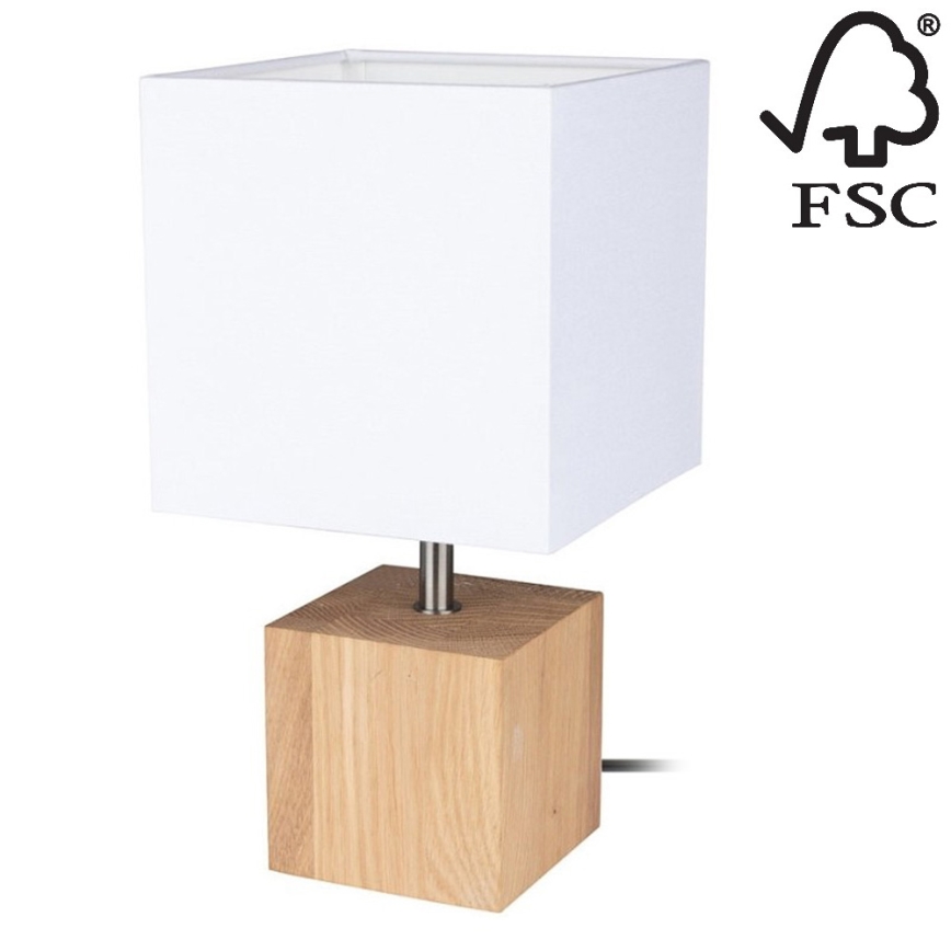 Namizna svetilka TRONGO SQUARE 1xE27/25W/230V hrast - FSC certifikat
