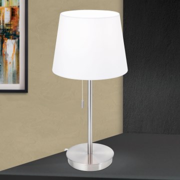Namizna svetilka z USB priključkom LUDWIG 1xE27/40W/230V 50 cm bela/mat krom